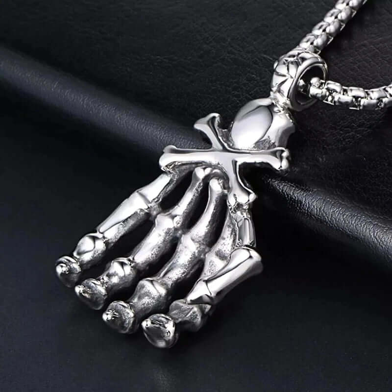 SKELEHAND -  Alloy Pendant with Pure Stainless Steel 24inch Chain for Men, American trending Style - Round Box Chain for Men & Boy - Image 10