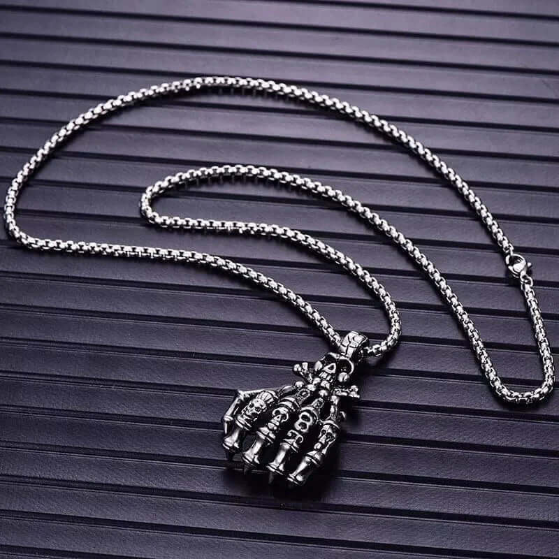 SKELEHAND -  Alloy Pendant with Pure Stainless Steel 24inch Chain for Men, American trending Style - Round Box Chain for Men & Boy - Image 8