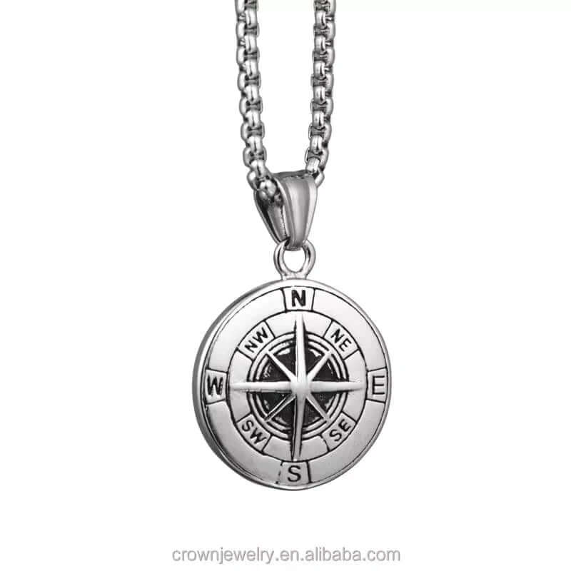 NAVIGATOR - Alloy Compass Pendant with Pure Stainless Steel 24inch Round Box Chain, American trending Style for Men & Boy - Image 3
