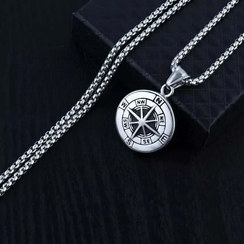 NAVIGATOR - Alloy Compass Pendant with Pure Stainless Steel 24inch Round Box Chain, American trending Style for Men & Boy - Image 6