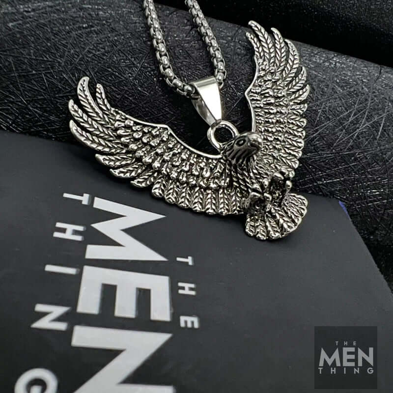 EAGLE CATCH - Alloy Eagle Pendant with Stainless Steel 24inch Round Box Chain, American trending Style for Men & Boy - Image 3