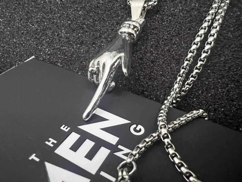 GESTURE -  Alloy Pendant with Pure Stainless Steel  24inch Round Box Chain, American trending Style for Men & Boy - Image 3