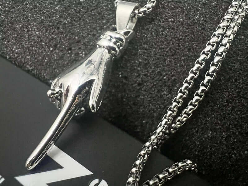 GESTURE -  Alloy Pendant with Pure Stainless Steel  24inch Round Box Chain, American trending Style for Men & Boy - Image 4