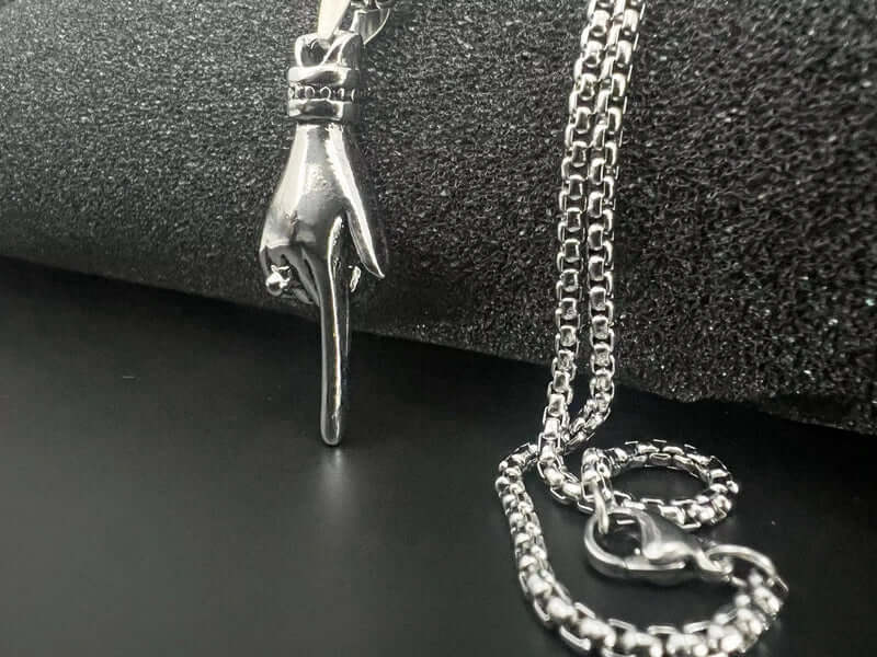 GESTURE -  Alloy Pendant with Pure Stainless Steel  24inch Round Box Chain, American trending Style for Men & Boy - Image 5