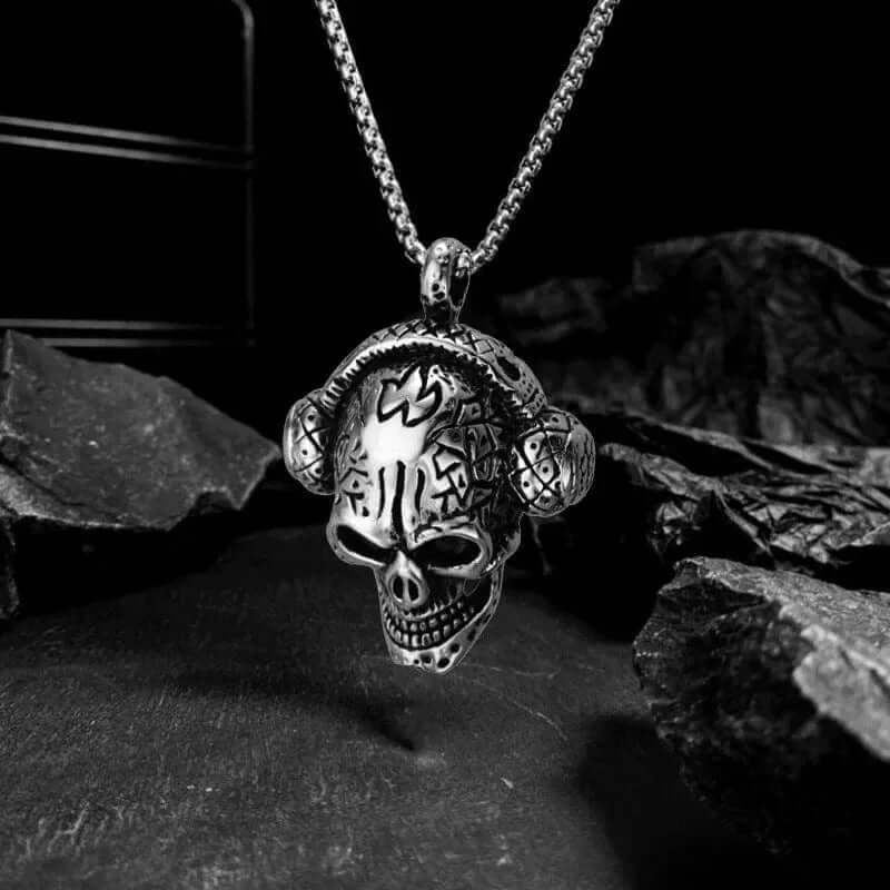 SKULLBEAT - Alloy  Pendant with Pure Stainless Steel 24inch Chain for Men, American trending Style - Round Box Chain - Image 3