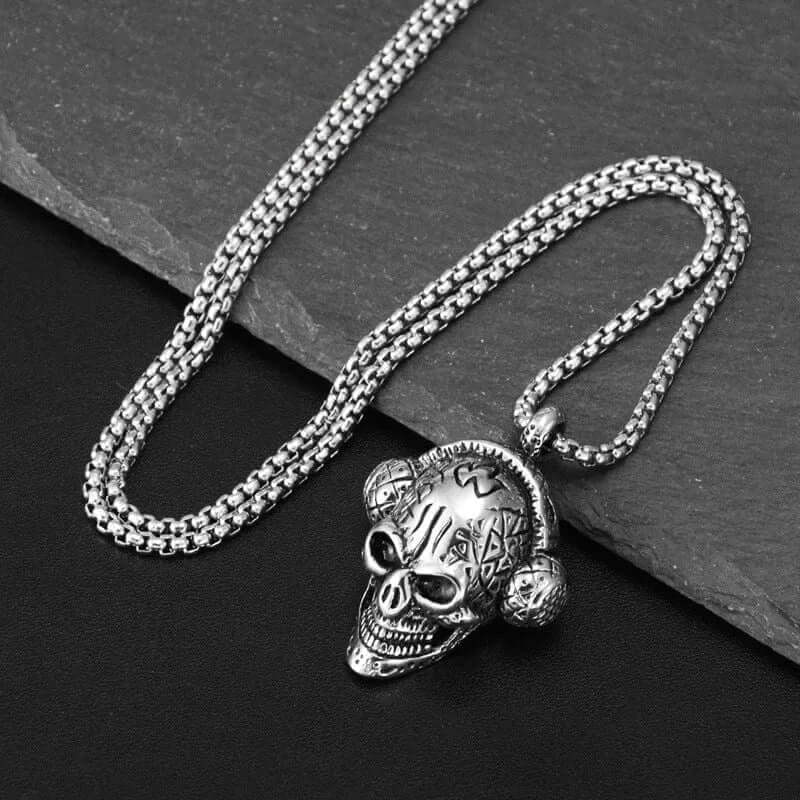 SKULLBEAT - Alloy  Pendant with Pure Stainless Steel 24inch Chain for Men, American trending Style - Round Box Chain - Image 4