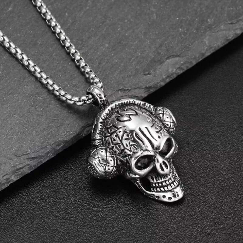 SKULLBEAT - Alloy  Pendant with Pure Stainless Steel 24inch Chain for Men, American trending Style - Round Box Chain - Image 5