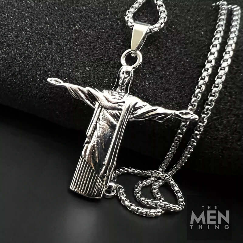 REEDEMER - Alloy Jesus Pendant with Stainless Steel  24inch Round Box Chain, American trending Style for Men & Boy - Image 3