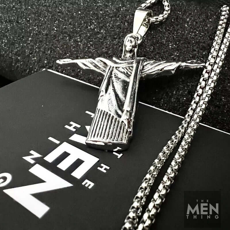 REEDEMER - Alloy Jesus Pendant with Stainless Steel  24inch Round Box Chain, American trending Style for Men & Boy - Image 5