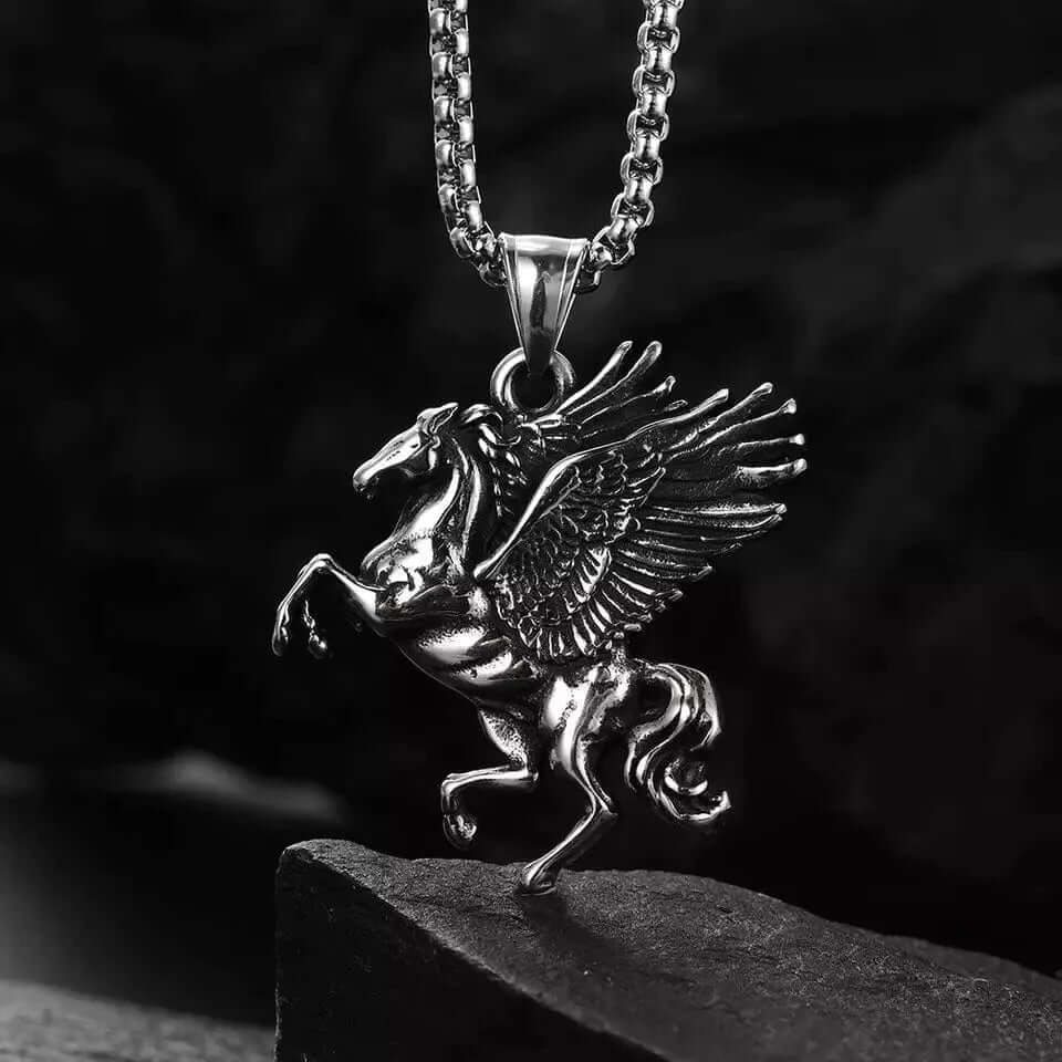 PEGASUS-  Alloy Pendant with Pure Stainless Steel  24inch Round Box Chain for Men, European trending Style for Men & Boy - Image 3