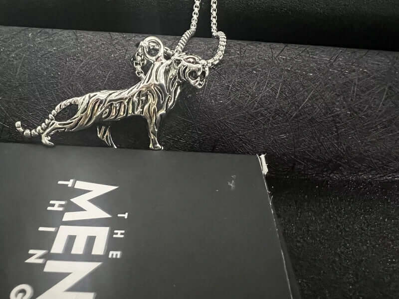 TIGER KING - Alloy Pendant with Stainless Steel 24inch Round Box Chain, American trending Style for Men & Boy, 24 inch - Image 5