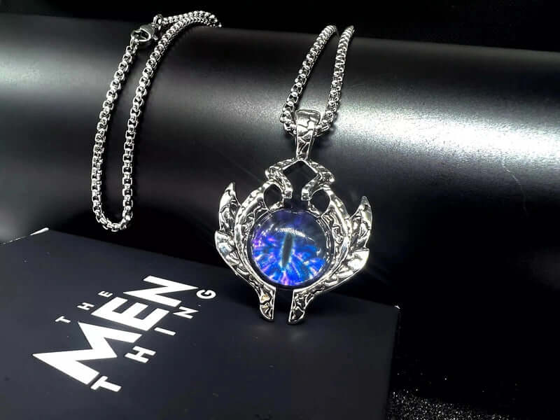 PURPLE-EYE - Alloy Pendant with Stainless Steel 24inch Round Box Chain for Men & Boy - Image 4