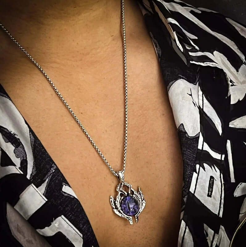 PURPLE-EYE - Alloy Pendant with Stainless Steel 24inch Round Box Chain for Men & Boy - Image 5