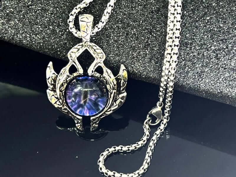 PURPLE-EYE - Alloy Pendant with Stainless Steel 24inch Round Box Chain for Men & Boy - Image 6