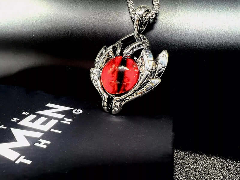 RED-EYE PROTECT -  Alloy Pendant with Pure Stainless Steel 24inch Round Box Chain for Men, European trending Style for Men & Boy - Image 3