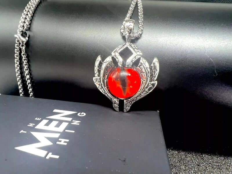 RED-EYE PROTECT -  Alloy Pendant with Pure Stainless Steel 24inch Round Box Chain for Men, European trending Style for Men & Boy - Image 5