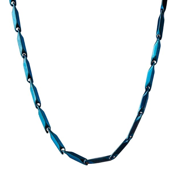 RICE CHAIN BLUE - Pure Stainless Steel 24inch - European Trending Style - Necklace for Men & Boy - Image 4