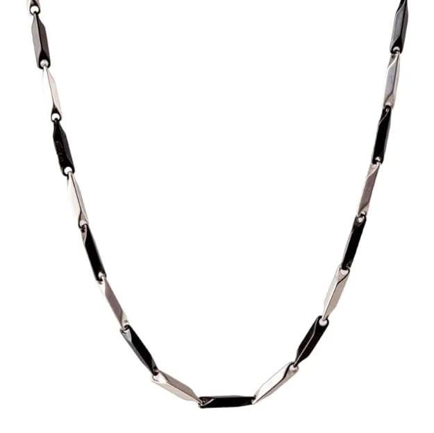 RICE CHAIN - Black Silver Tone - Pure Stainless Steel 24inch - European Trending Style for Men & Boy - Image 4