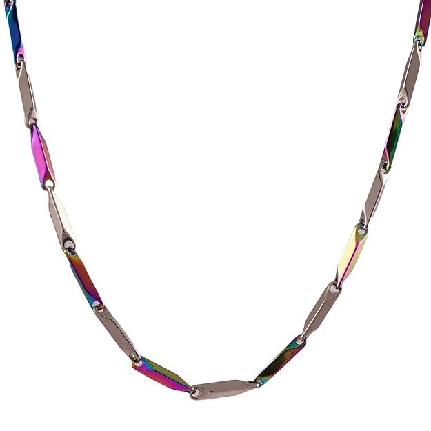 THE MEN THING Pure Stainless Steel MultiColor Rice Chain 24inch - European Trending Style - Necklace for Men & Boy - Image 4