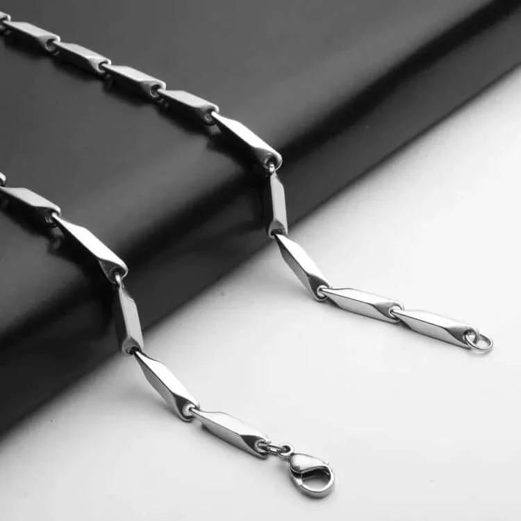 RICE CHAIN - Pure Stainless Steel 24inch - European Trending Style - Necklace for Men & Boy - Image 3