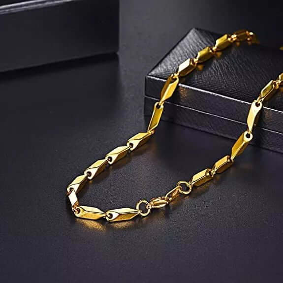 RICE CHAIN - Gold Tone - Pure Stainless Steel 24inch - European Trending Style for Men & Boy - Image 3