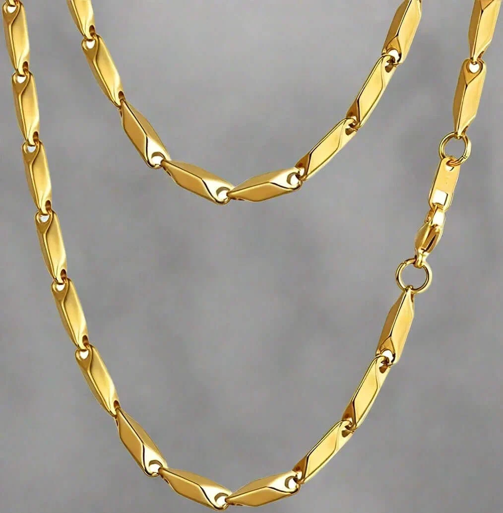 RICE CHAIN - Gold Tone - Pure Stainless Steel 24inch - European Trending Style for Men & Boy - Image 5