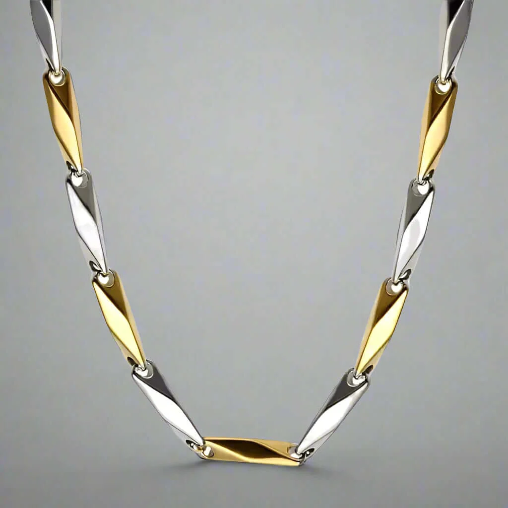 RICE CHAIN - Gold Silver Tone - Pure Stainless Steel 24inch - European Trending Style for Men & Boys - Image 4