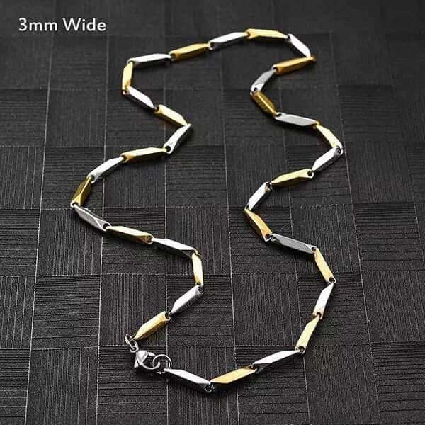RICE CHAIN - Gold Silver Tone - Pure Stainless Steel 24inch - European Trending Style for Men & Boys - Image 5