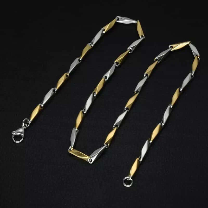 RICE CHAIN - Gold Silver Tone - Pure Stainless Steel 24inch - European Trending Style for Men & Boys - Image 6