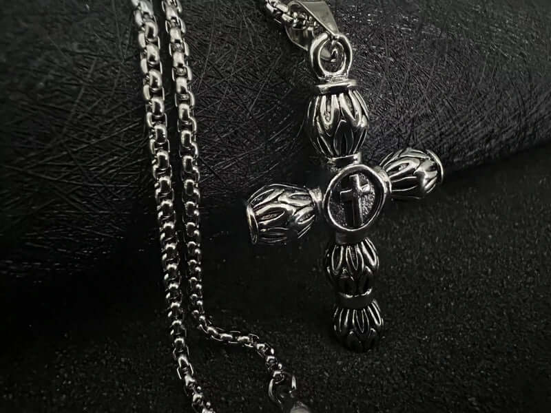 ALLMIGHTY CROSS -  Alloy Pendant with Stainless Steel 24inch Round Box Chain, American trending Style for Men & Boy - Image 4