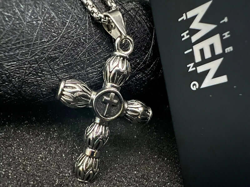 ALLMIGHTY CROSS -  Alloy Pendant with Stainless Steel 24inch Round Box Chain, American trending Style for Men & Boy - Image 6