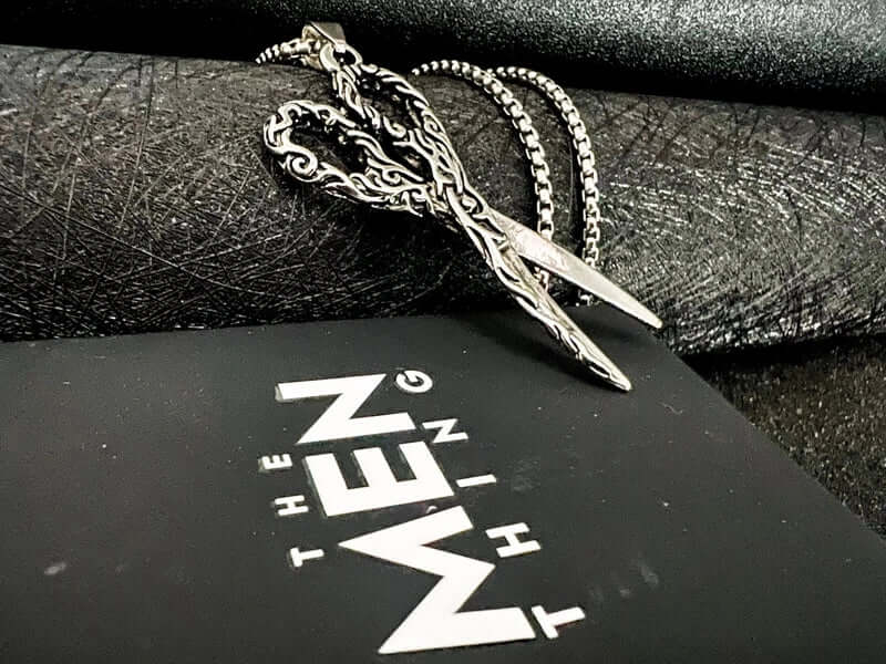 SCISSORS FLAME -  Alloy Scissors Pendant with Pure Stainless Steel  24inch Round Box Chain, Milan trending Style for Men & Boy - Image 3