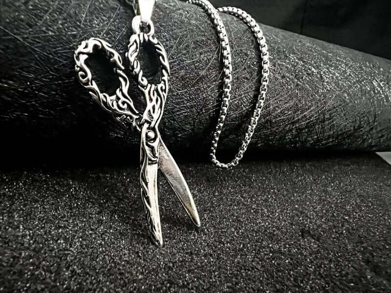 SCISSORS FLAME -  Alloy Scissors Pendant with Pure Stainless Steel  24inch Round Box Chain, Milan trending Style for Men & Boy - Image 4