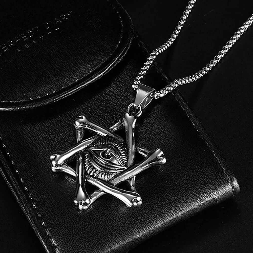 STAR EYE - Alloy Pendant with Pure Stainless Steel 24inch Round Box Chain, American trending Style for Men & Boy - Image 3