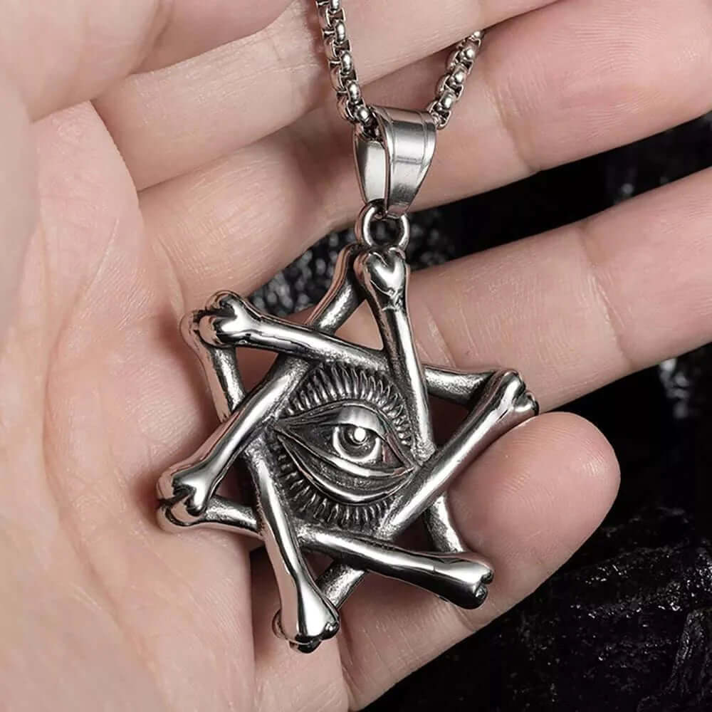 STAR EYE - Alloy Pendant with Pure Stainless Steel 24inch Round Box Chain, American trending Style for Men & Boy - Image 4