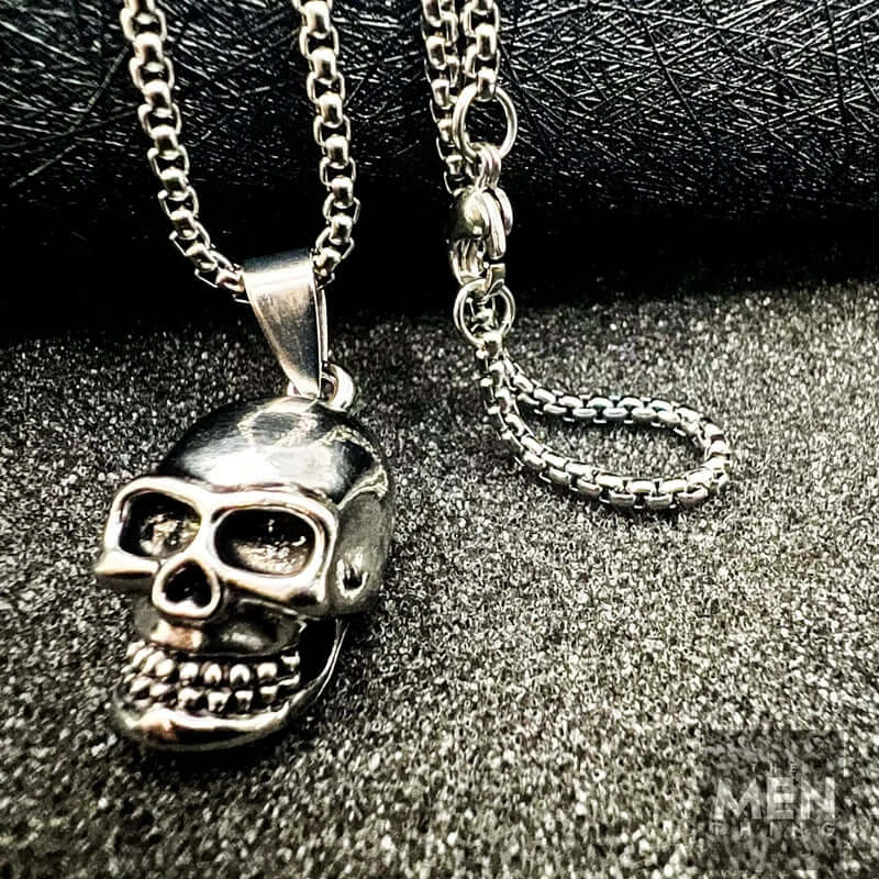 BIG SKULL 2 -  Alloy Pendant with Pure Stainless Steel 24inch Round Box Chain, American trending Style for Men & Boy - Image 3