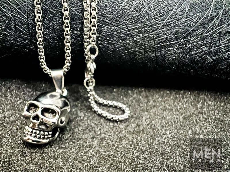 BIG SKULL 2 -  Alloy Pendant with Pure Stainless Steel 24inch Round Box Chain, American trending Style for Men & Boy - Image 4
