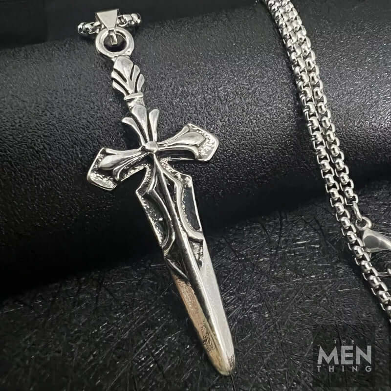 GOT SWORD - Alloy Pendant with Pure Stainless Steel 24inch Round Box Chain, American trending Style for Men & Boys - Image 3