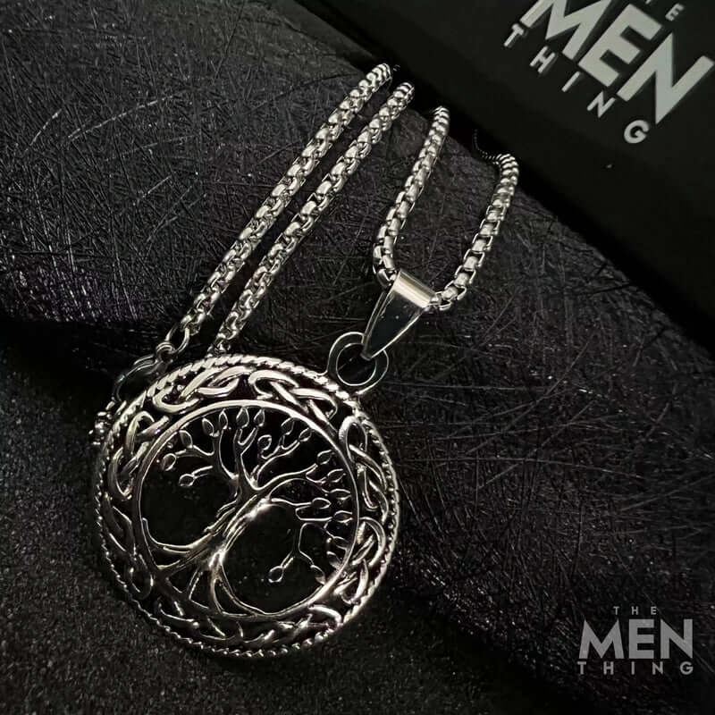 TREE OF LIFE -  Alloy Pendant with Stainless Steel 24inch Round Box Chain, American trending Style for Men & Boy - Image 4