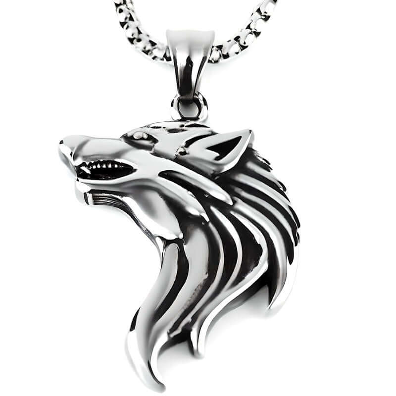 WATCHING WOLF - Alloy Pendant with Stainless Steel 24inch Round Box Chain, American trending Style for Men & Boy - Image 5