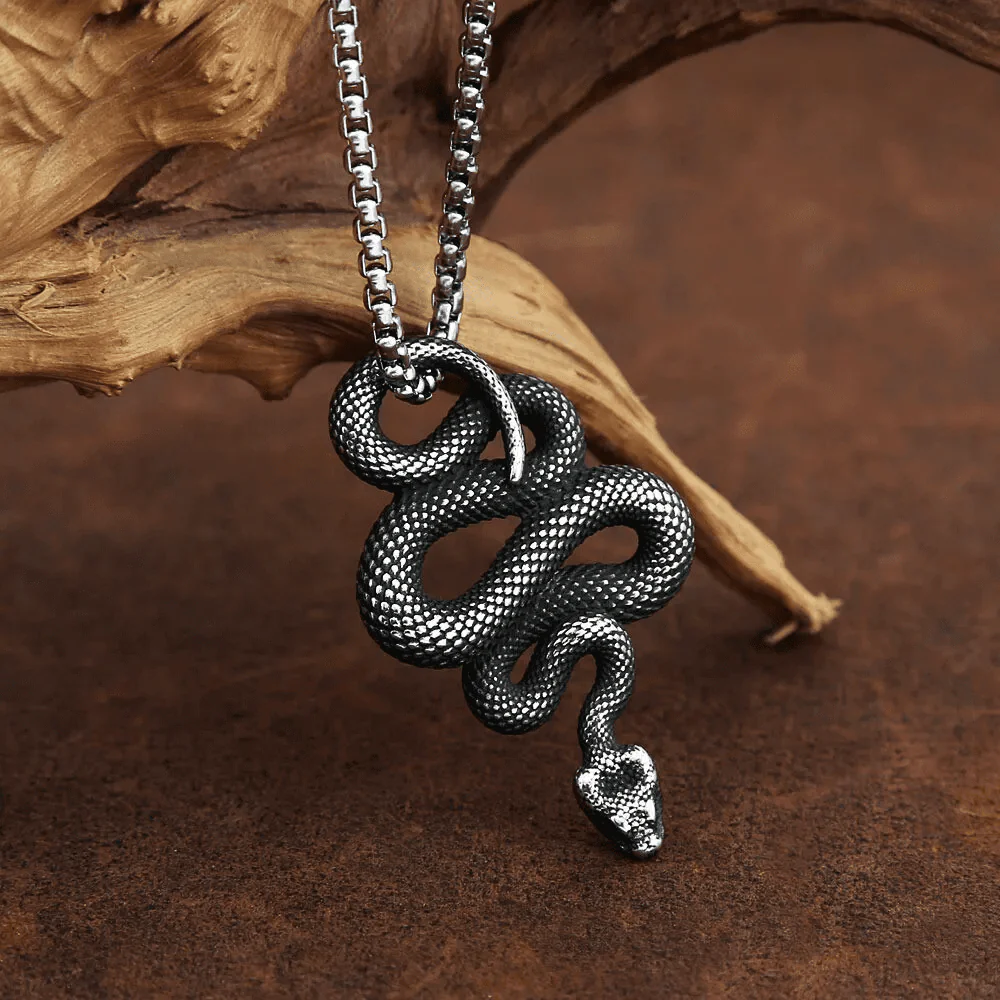 SILVER GUARDIAN SNAKE - Pure Titanium Steel Pendant with 24inch Round Box Chain for Men & Boys - Image 4