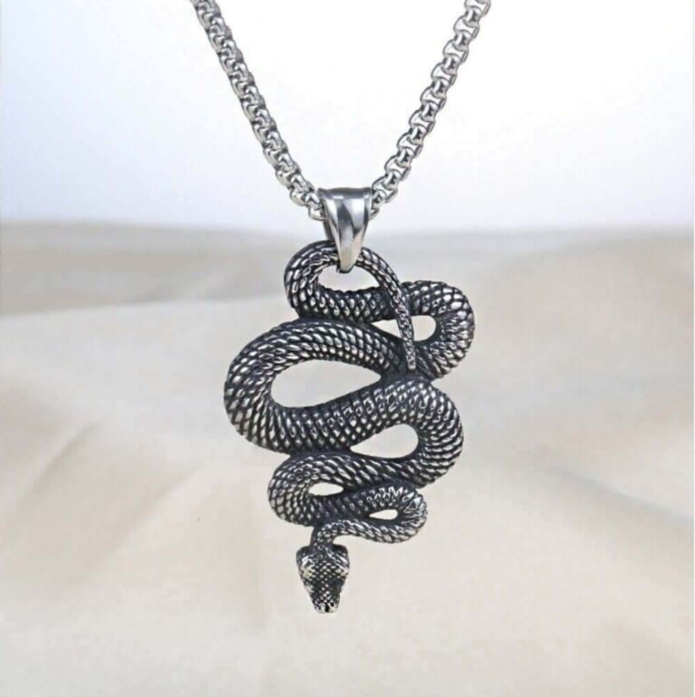 SILVER GUARDIAN SNAKE - Pure Titanium Steel Pendant with 24inch Round Box Chain for Men & Boys - Image 6