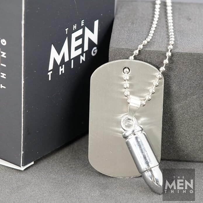 BULLET DOG TAG -  Titanium Steel Pendant with 24inch Round Box Chain, American trending Style for Men & Boys - Image 4
