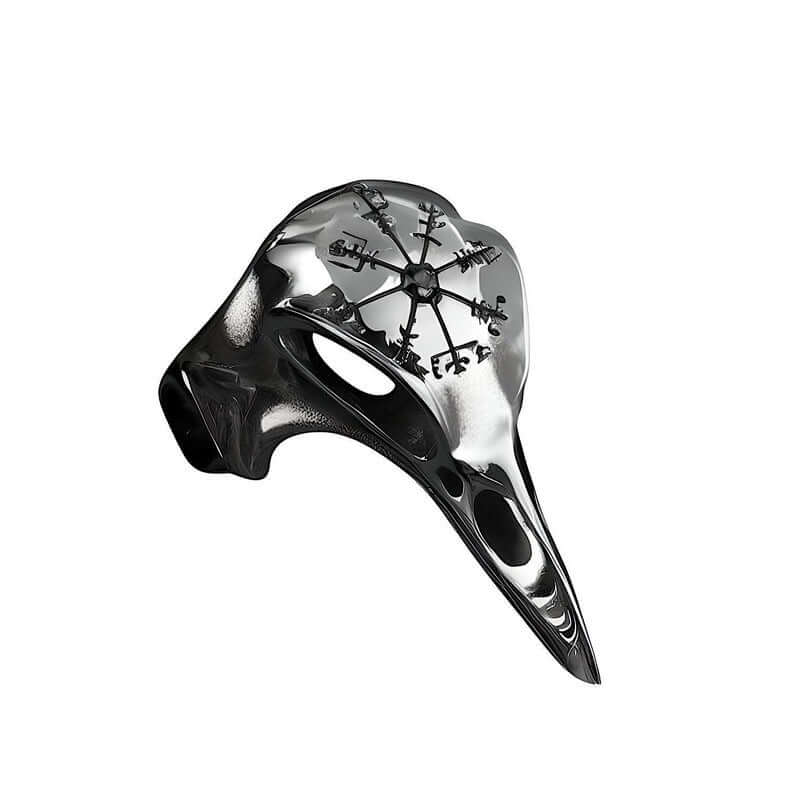 CROW SKULL VIKING - Titanium Steel Ring with Black Stone - Size, 17-21- 24) - Image 4
