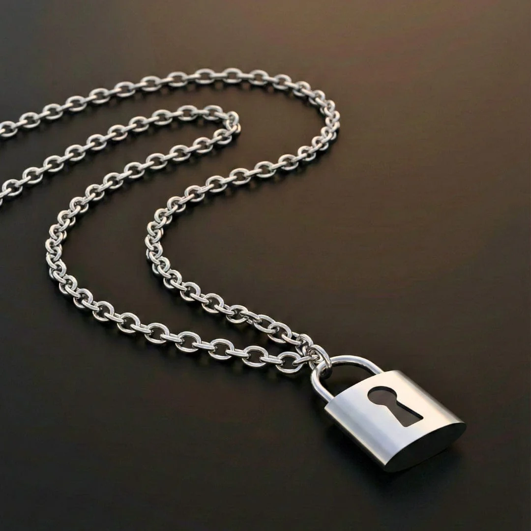 TITAN LOCK - 16mm Titanium Steel Pendant with 24inch Curb 5mm Chain for Men & Boys - Image 4