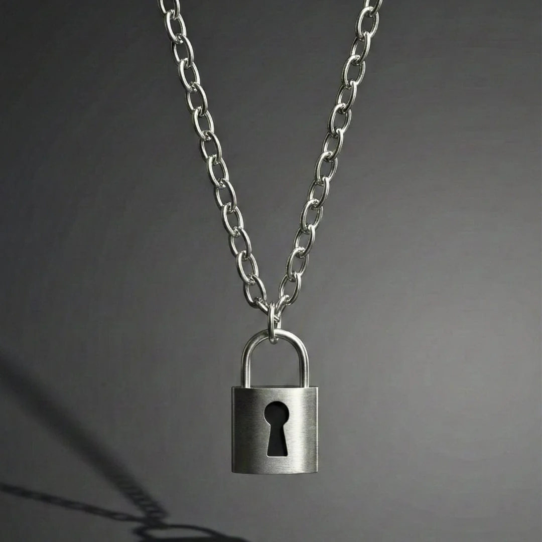 TITAN LOCK - 16mm Titanium Steel Pendant with 24inch Curb 5mm Chain for Men & Boys - Image 5