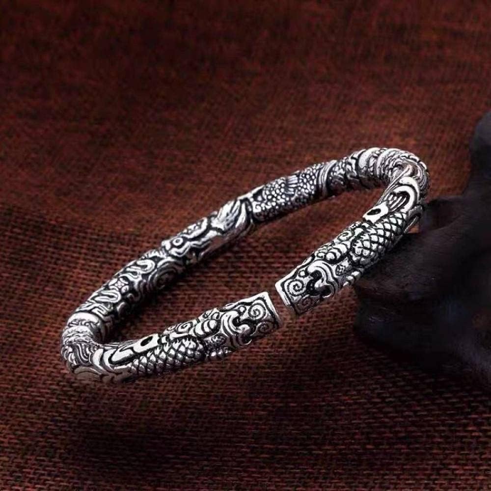 TWO HEADED DRAGON - "7" mm Pure Alloy Silver Cuff Adjustable Bracelet for Men & Boy - Image 6