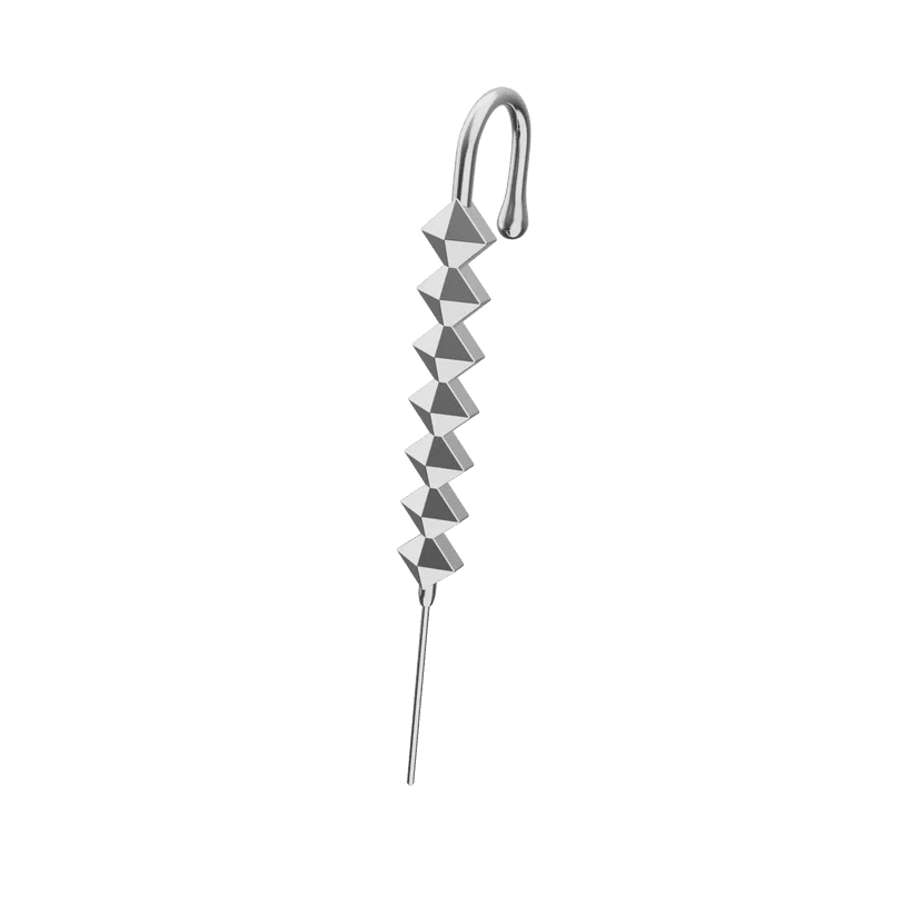 VICTORY BRAID - Pure Titanium Steel Ear Crawler Hook Pin Cuff Earrings for Men & Boys (2 Pcs) - Image 3