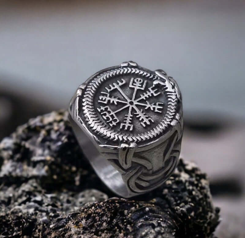 VIKING VEGVISIR SILVER - Titanium Steel Ring for Men & Boys (Size : 22) - Image 4