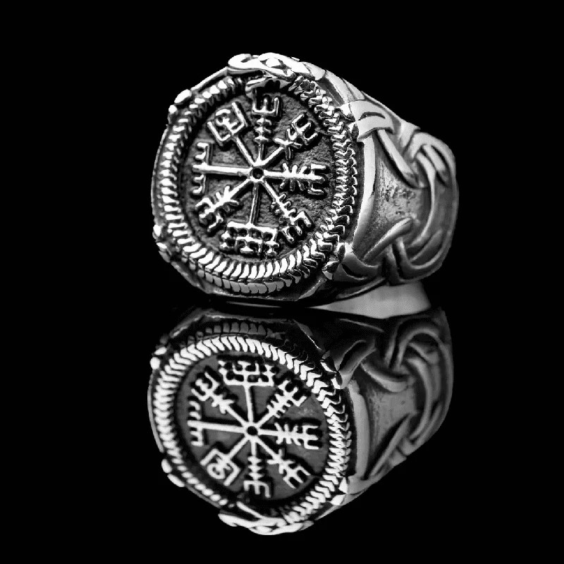 VIKING VEGVISIR SILVER - Titanium Steel Ring for Men & Boys (Size : 22) - Image 5